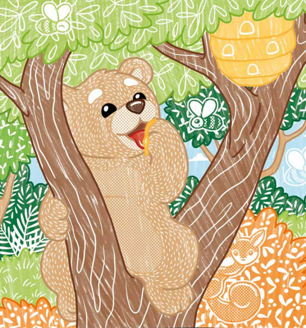 Zauberpapier Motiv Bär fertig ausgemalt