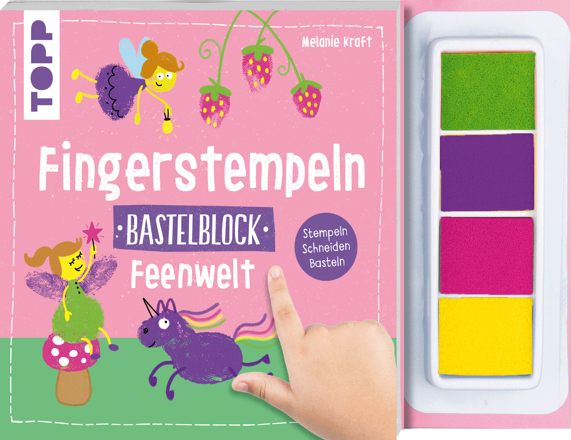 Fingerstempeln. Bastelblock Feenwelt