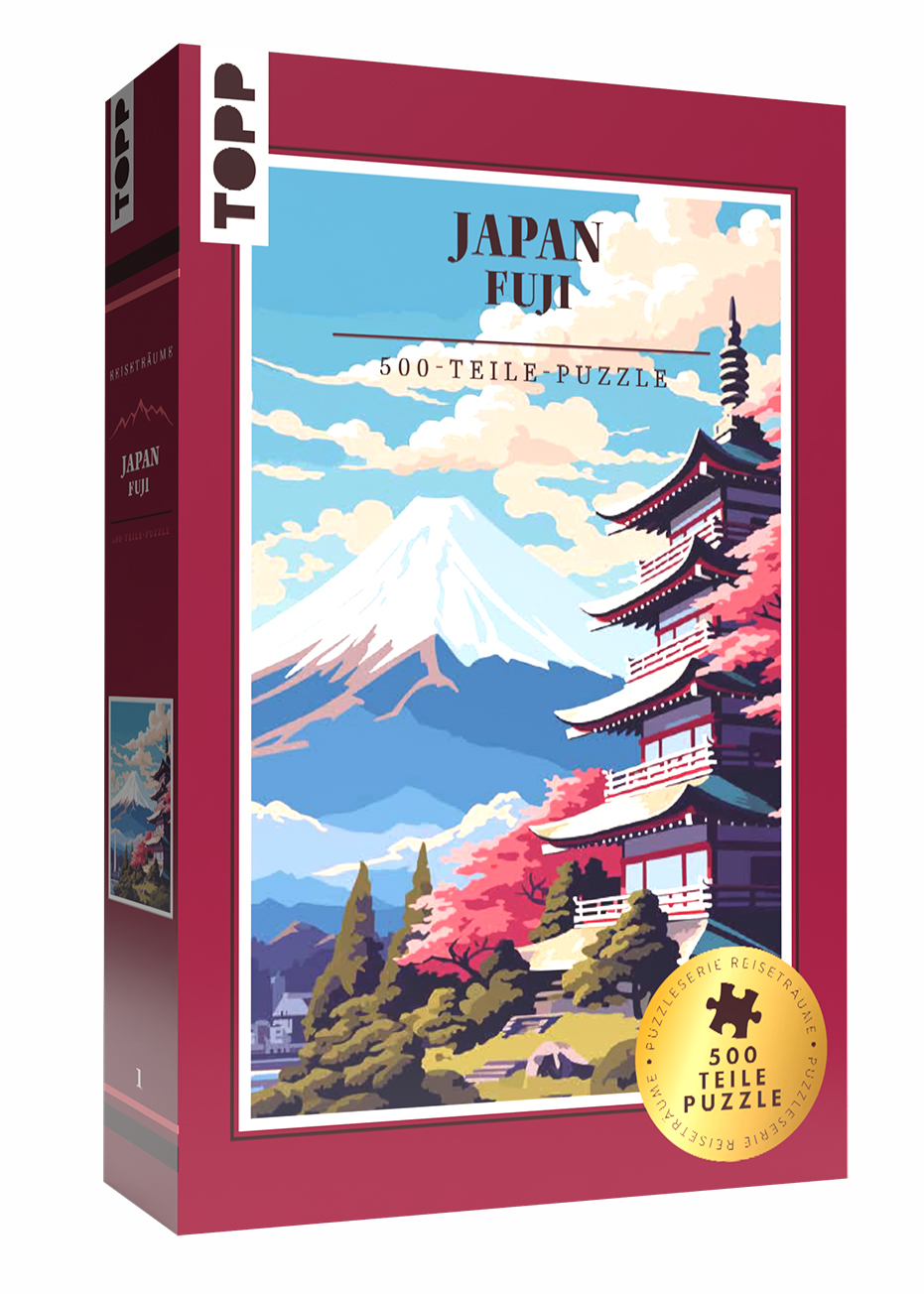 Reiseträume Puzzle – Japan: Fuji – 500 Teile Puzzle mit edler Buchverpackung