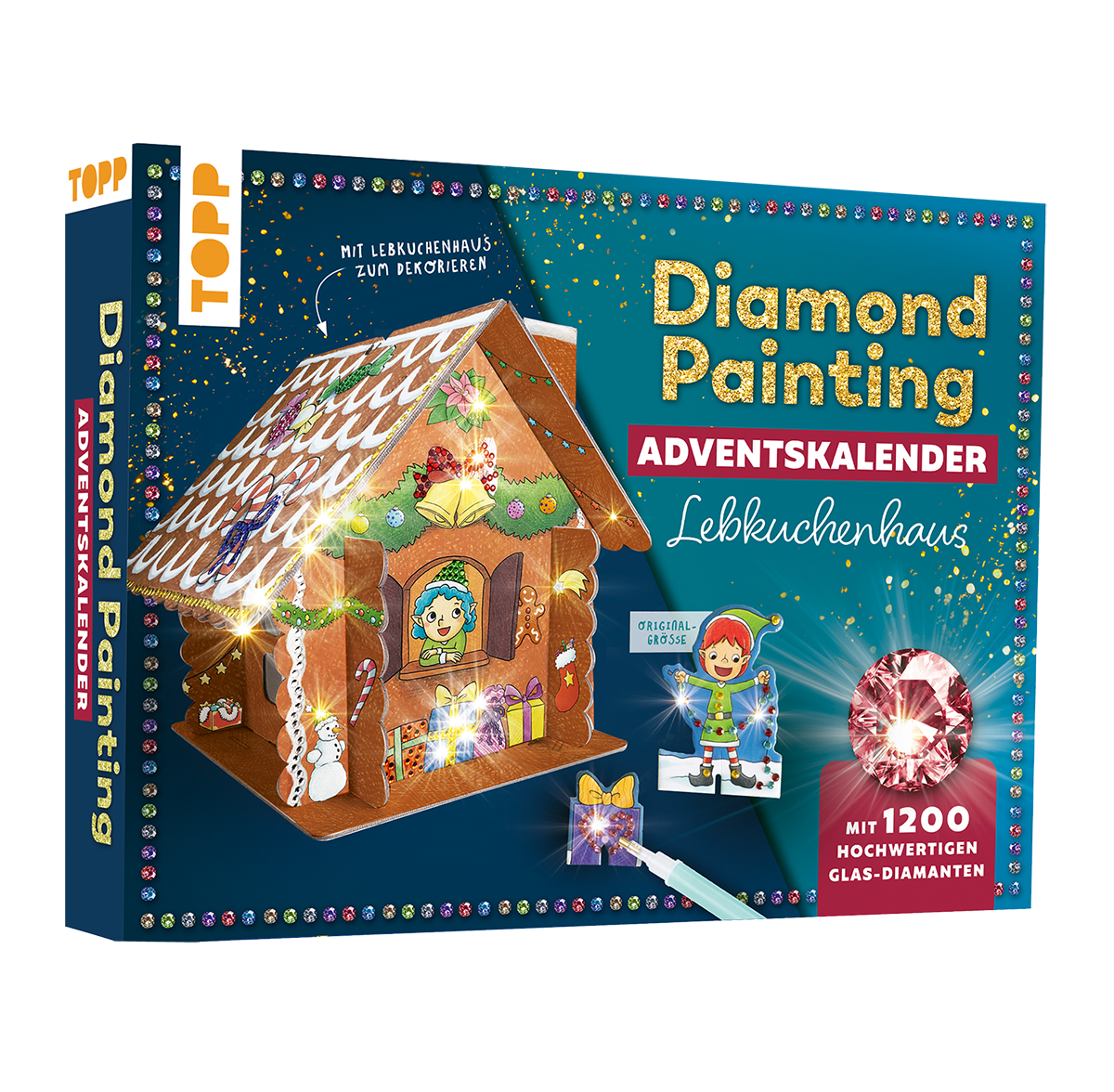 Diamond Painting Adventskalender Lebkuchenhaus. Mit Material und Werkzeug