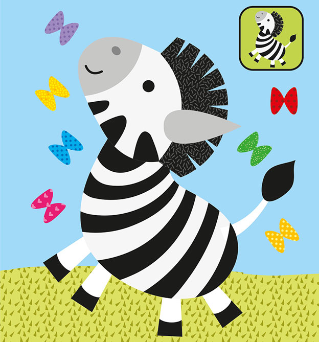 Fertig gebasteltes Zebra Motiv